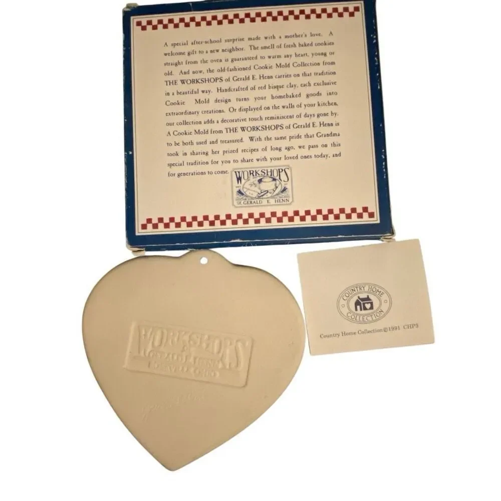 NEW Workshops kitchens Gerald E Henn ceramic folk heart cookie moldcottage core
